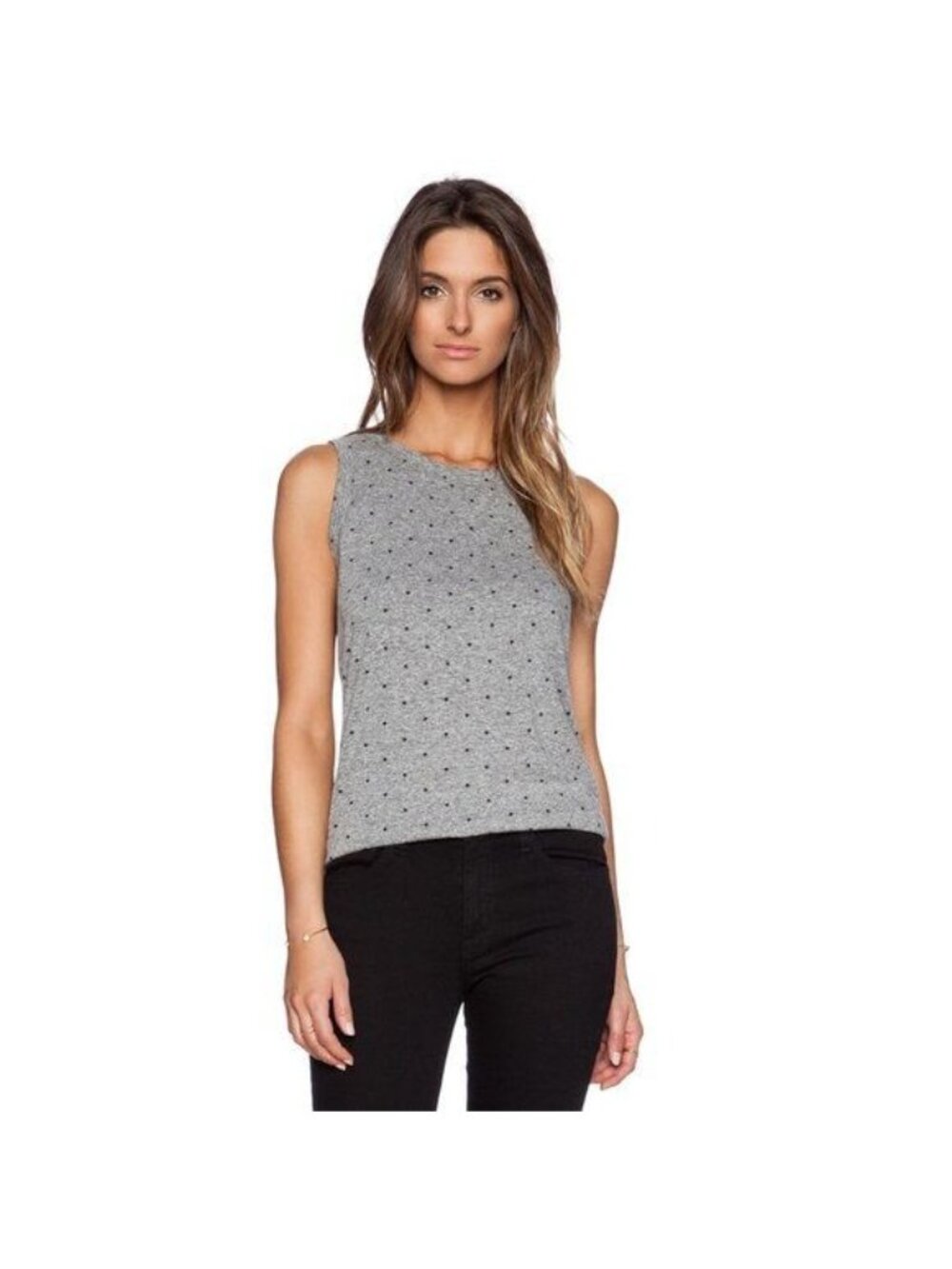 Current/Elliott The Muscle Tee Heather Grey Polka Star - S